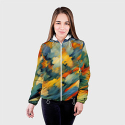 Куртка с капюшоном женская Жёлтые и синие мазки, цвет: 3D-белый — фото 2