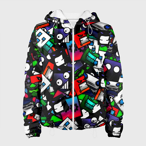 Женская куртка Geometry dash alllogo / 3D-Белый – фото 1