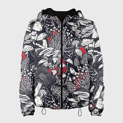 Женская куртка Разные грибы / 3D-Черный – фото 1