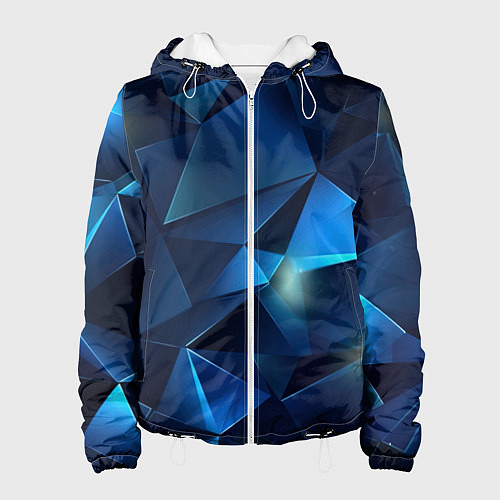 Женская куртка Синяя геометрическая абстракция / 3D-Белый – фото 1