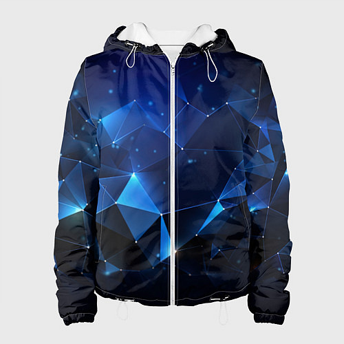 Женская куртка Синяя геометрическая абстракция / 3D-Белый – фото 1