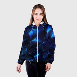 Куртка с капюшоном женская Синяя геометрическая абстракция, цвет: 3D-белый — фото 2