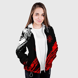 Куртка с капюшоном женская ФК Манчестер Юнайтед спортивные краски, цвет: 3D-белый — фото 2