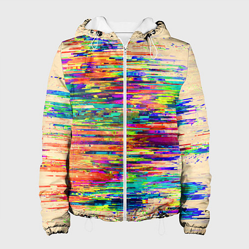 Женская куртка Разноцветный глитч / 3D-Белый – фото 1