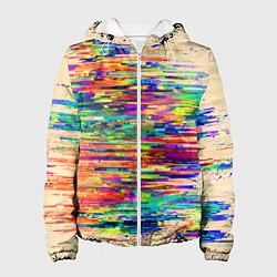 Куртка с капюшоном женская Разноцветный глитч, цвет: 3D-белый