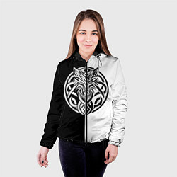 Куртка с капюшоном женская Волк - кельтика, цвет: 3D-черный — фото 2