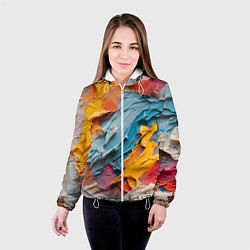 Куртка с капюшоном женская Абстрактная живопись акрилом, цвет: 3D-белый — фото 2