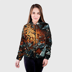 Куртка с капюшоном женская Летящие камни и взрыв, цвет: 3D-черный — фото 2