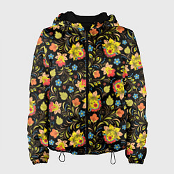 Женская куртка Хохломская роспись разноцветные цветы