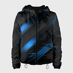 Женская куртка Синий неоновый яркий свет на черном абстрактном фо