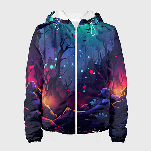 Женская куртка Абстрактный камуфляж в кислотных абстрактных пятна / 3D-Белый – фото 1