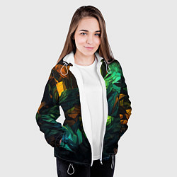 Куртка с капюшоном женская Абстрактный камуфляж в кислотных абстрактных пятна, цвет: 3D-белый — фото 2