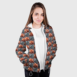 Куртка с капюшоном женская Цветочный патерн, цвет: 3D-белый — фото 2