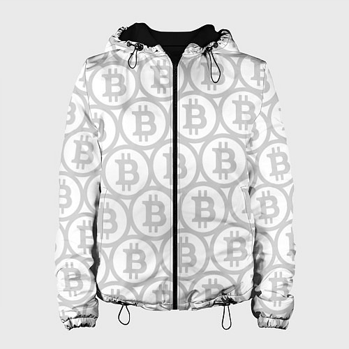 Женская куртка Биткоин патерн на белом фоне / 3D-Черный – фото 1