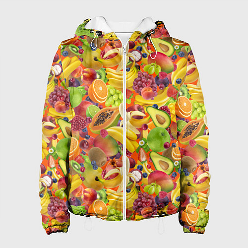 Женская куртка Экзотические фрукты и ягоды / 3D-Белый – фото 1