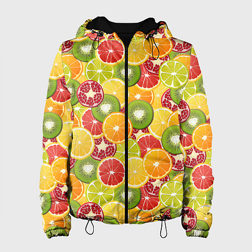 Женская куртка Фон с экзотическими фруктами / 3D-Черный – фото 1