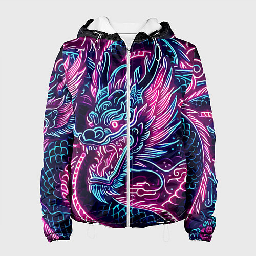 Женская куртка Neon Japanese dragon - irezumi / 3D-Белый – фото 1