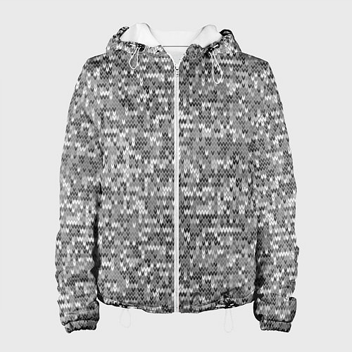 Женская куртка Узор серого вязанного трикотажа меланж / 3D-Белый – фото 1