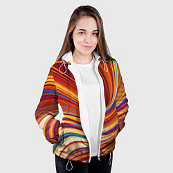 Куртка с капюшоном женская Цветные волны - нейросеть, цвет: 3D-белый — фото 2