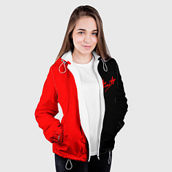 Куртка с капюшоном женская Алиса рок группа краски альбом, цвет: 3D-белый — фото 2