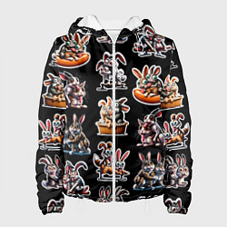 Куртка с капюшоном женская Кролики - Камасутра позы, цвет: 3D-белый