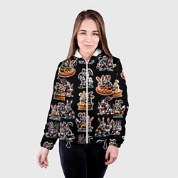 Куртка с капюшоном женская Кролики - Камасутра позы, цвет: 3D-белый — фото 2