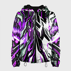Женская куртка Фиолетовая и белая абстракция на чёрном фоне