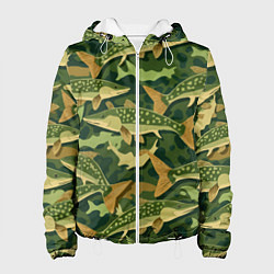 Женская куртка Камуфляж рыболова - рыба щука