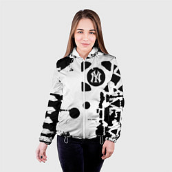 Куртка с капюшоном женская New York yankees - baseball team pattern, цвет: 3D-белый — фото 2