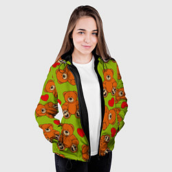 Куртка с капюшоном женская Плюшевые мишки и сердечки, цвет: 3D-черный — фото 2