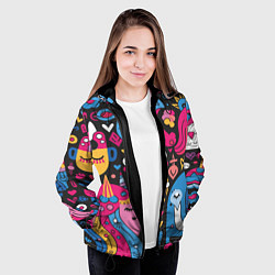 Куртка с капюшоном женская Абстрактные единороги, цвет: 3D-черный — фото 2