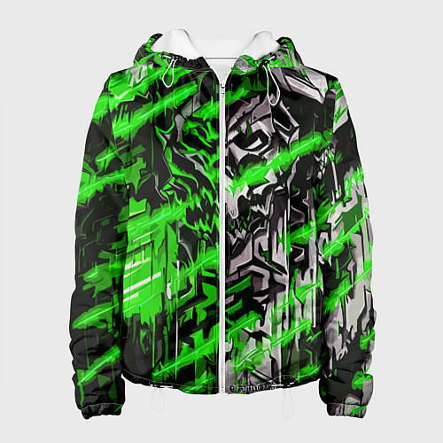 Женская куртка Железный череп и зелёные линии / 3D-Белый – фото 1