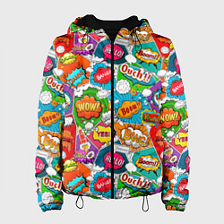 Куртка с капюшоном женская Bang Boom Ouch pop art pattern, цвет: 3D-черный