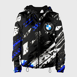 Куртка с капюшоном женская BMW stripes color auto sport, цвет: 3D-черный