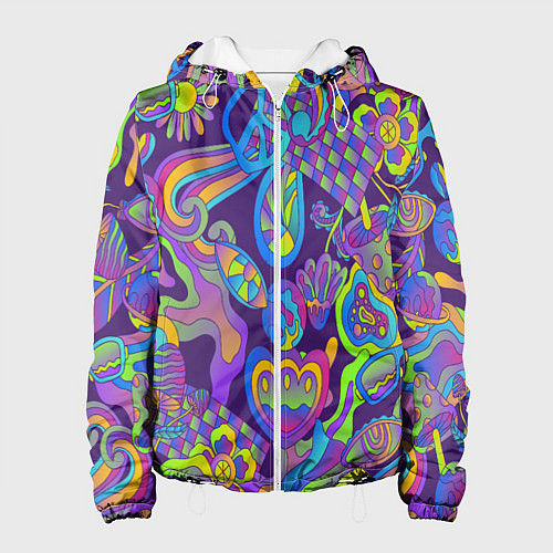 Женская куртка Психоделические цветы / 3D-Белый – фото 1