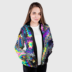 Куртка с капюшоном женская Неоновая волнистая рябь, цвет: 3D-черный — фото 2