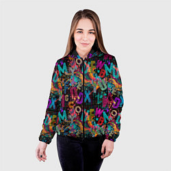 Куртка с капюшоном женская Английский алфавит цветной, цвет: 3D-черный — фото 2