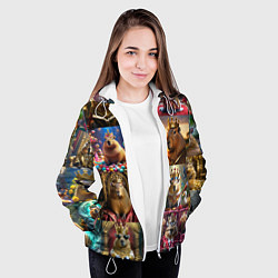 Куртка с капюшоном женская Коллаж капибара король в короне, цвет: 3D-белый — фото 2