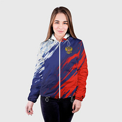 Куртка с капюшоном женская Россия Sport брызги красок триколор, цвет: 3D-белый — фото 2