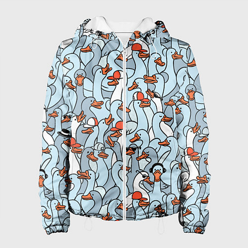 Женская куртка Стадо гусей серо-голубых / 3D-Белый – фото 1