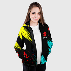 Куртка с капюшоном женская Suzuki краски абстрактные, цвет: 3D-черный — фото 2