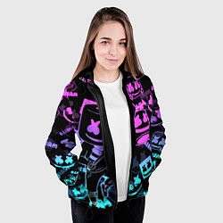 Куртка с капюшоном женская Marshmello neon pattern, цвет: 3D-черный — фото 2