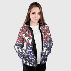 Куртка с капюшоном женская Сине-белые стрелки на белом фоне, цвет: 3D-черный — фото 2