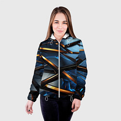 Куртка с капюшоном женская Объемные блестящие плиты, цвет: 3D-белый — фото 2