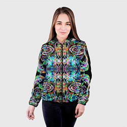 Куртка с капюшоном женская Фрактальный орнамент, цвет: 3D-черный — фото 2