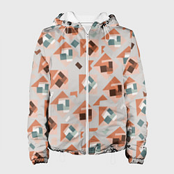 Куртка с капюшоном женская Геометрические фигуры: абстракция, цвет: 3D-белый
