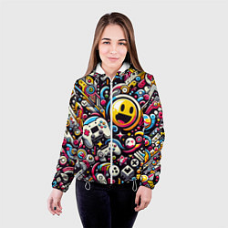 Куртка с капюшоном женская Паттерн с играми, цвет: 3D-белый — фото 2