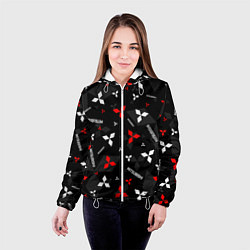 Куртка с капюшоном женская Mitsubishi - logo pattern, цвет: 3D-белый — фото 2