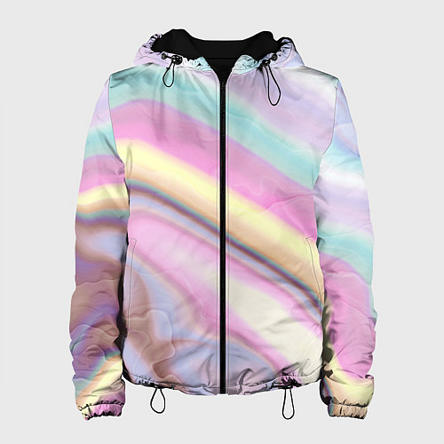 Женская куртка Розово-голубой мрамор / 3D-Черный – фото 1