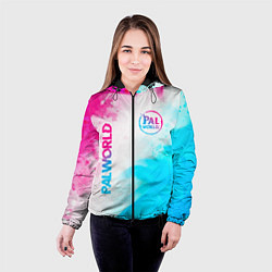 Куртка с капюшоном женская Palworld neon gradient style вертикально, цвет: 3D-черный — фото 2